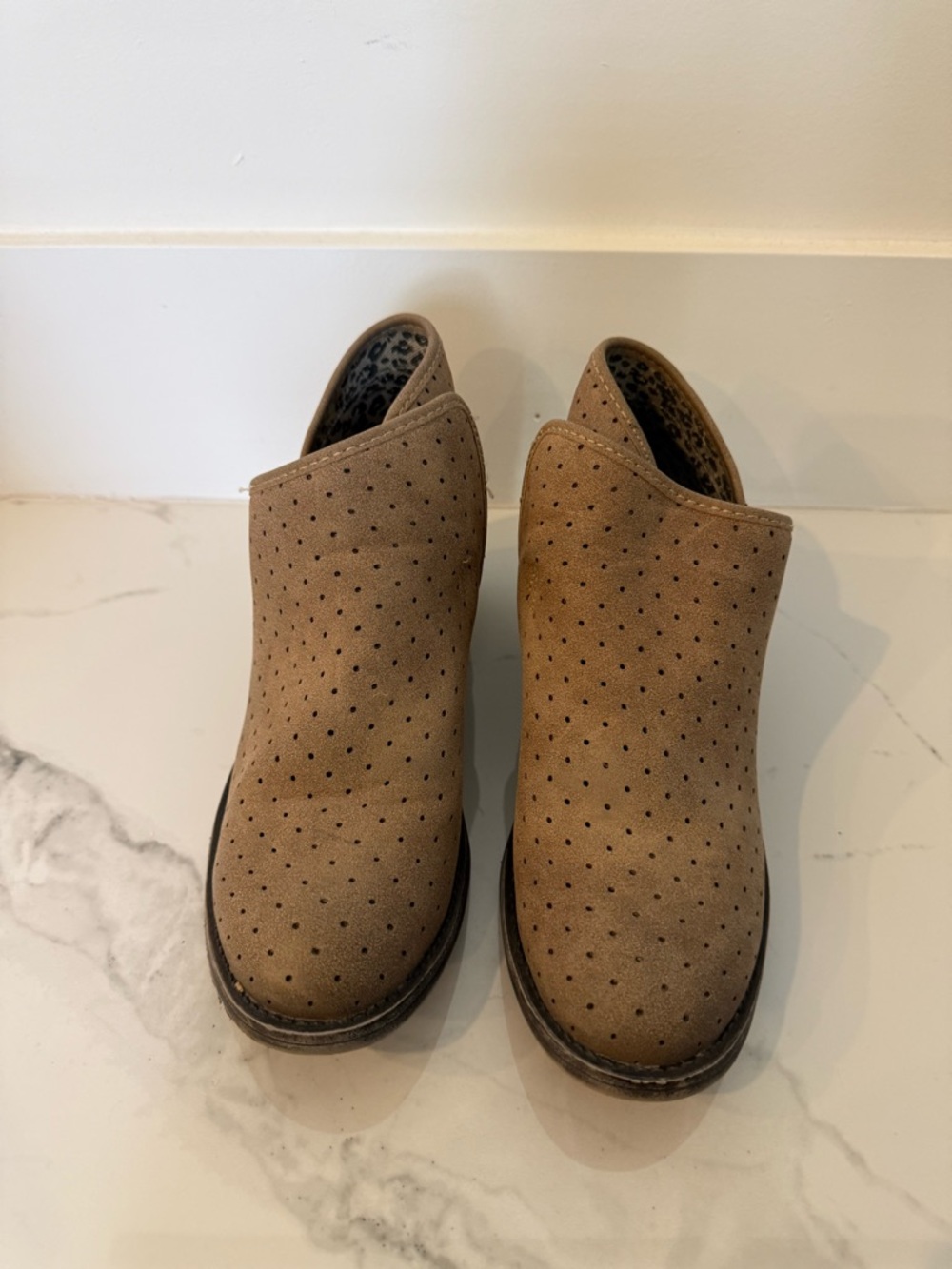 Billabong Taupe Perforated Suede Mule Clogs